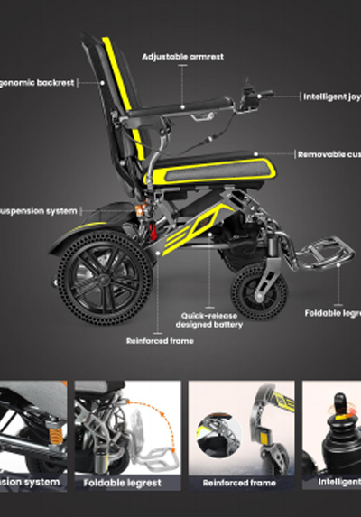 YE100 Verstärkt Leichte Falten Elektrische Rollstuhl Broschüre